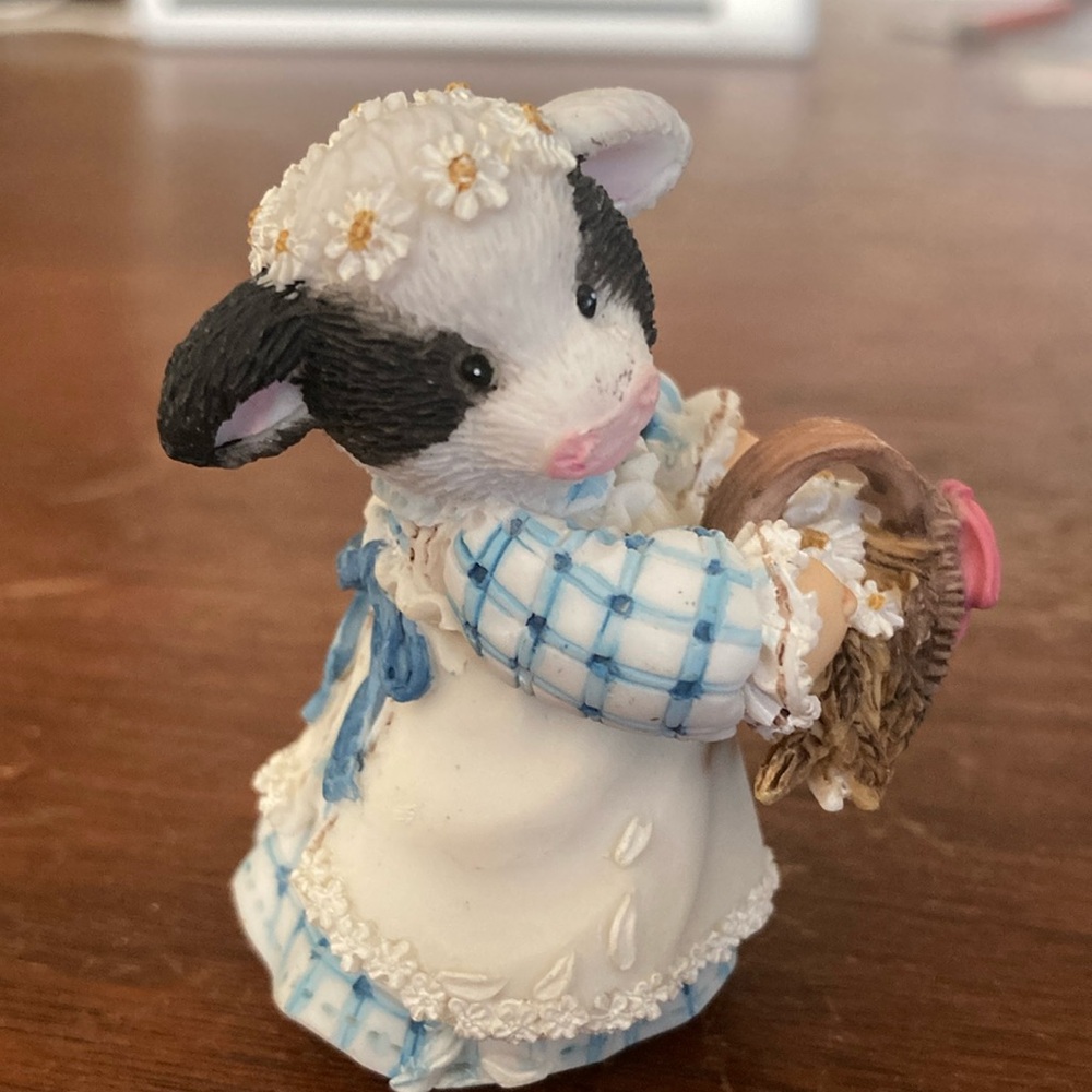 Charming Cow Figurine with Basket